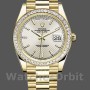 Men's Rolex Day-Date-228398TBR, 40mm, Silver Diagonal Motif Dial, Diamond Bezel, Men’s Silver