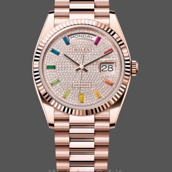 Unisex's Rolex Day Date 36-m128396TBR 0019, Diamond Bezel, Ice Blue Roman Dial, Ice Blue Dial