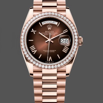 Unisex's Rolex Day Date 36-128236 0009, Fluted Bezel, Platinum Bracelet, Ice Blue