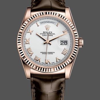 Unisex's Rolex Day Date 36-m128348RBR 0064, Yellow Gold, White Dial, White