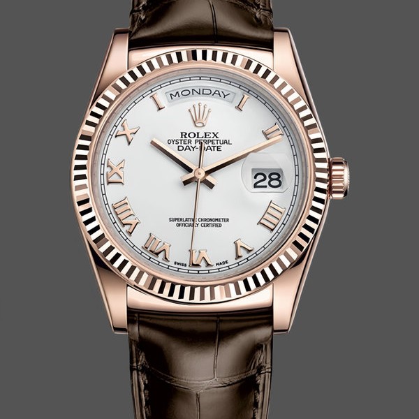 Unisexs Rolex Day Date 36-m128348RBR 0064, Yellow Gold, White Dial, White Replica Watch Image