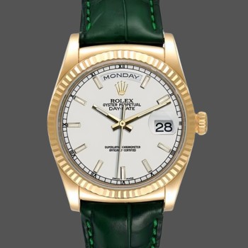 Unisex's Rolex Day Date 36-128396TBR 0004, Platinum, Diamonds Bezel, Silver