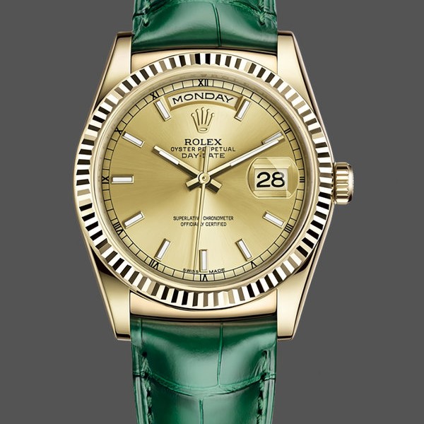 Unisexs Rolex Day Date 36-m128399TBR 0019, White Gold, Diamond Bezel, White Dial, White Replica Watch Image
