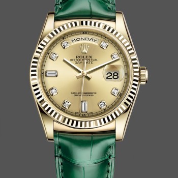 Unisex's Rolex Day Date 36-m128345RBR 0075, Everose Gold, Diamond Bezel, Brown Ombre