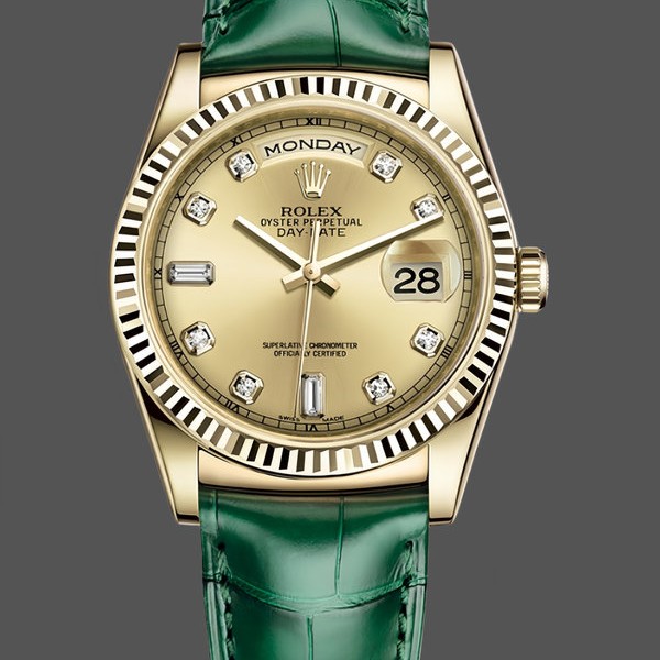 Unisexs Rolex Day Date 36-m128345RBR 0075, Everose Gold, Diamond Bezel, Brown Ombre Replica Watch Image