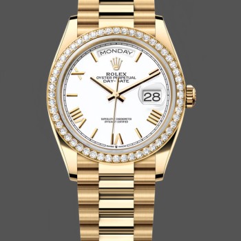 Unisex's Rolex Day Date 36-m128239 0059, White Gold, White Dial, Fluted Bezel, President, White