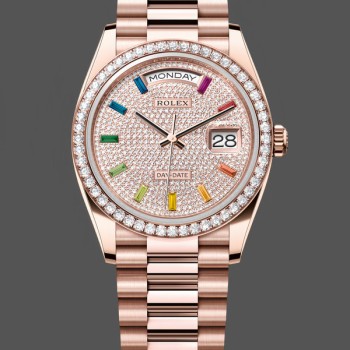 Unisex's Rolex Day Date 36-m128396TBR 0005, Platinum, Mother‑of‑Pearl Dial, Diamond Bezel, President, MOP Dial
