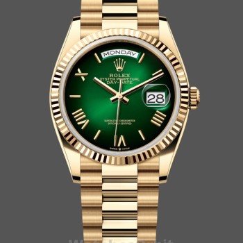 Men's Rolex Day Date 40-M228238 00691, Yellow Gold, Green Ombre Dial, Green Ombre Dial