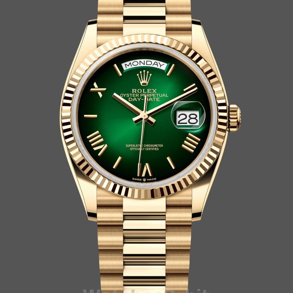 Mens Rolex Day Date 40-M228238 00691, Yellow Gold, Green Ombre Dial, Green Ombre Dial Replica Image