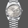 Women's Rolex Day‑Date 36-128236 0001, Platinum & White Gold, Silver Index Silver Dial