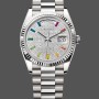 Unisex's Rolex Day Date 36-128239 0016, White Gold, Pave Rainbow Diamond Dial, Diamond Dial