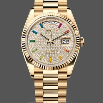 Unisex's Rolex Day Date 36-m128396TBR 0005, Platinum, Mother‑of‑Pearl Dial, Diamond Bezel, President, MOP Dial
