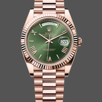 Men's Rolex Day Date 40-m228235 0025, 40mm, 18K Everose Gold, Olive Green Dial Green