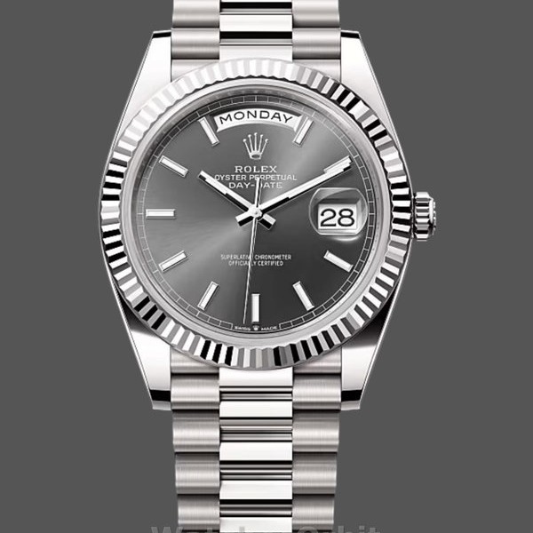 Mens Rolex Day‑Date 40-M228239 0060, 18K White Gold, Slate Dial, Men’s Grey Dial Replica Watch Image