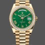 Men's Rolex Day Date 40-M228348RBR 0040, 18K Yellow Gold, Green Dial, Diamond Bezel, Men’s Green