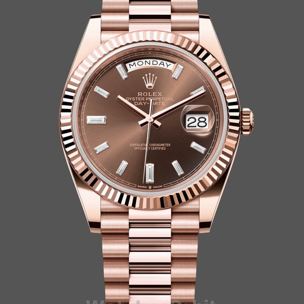 Mens Rolex Day‑Date 40-m228235 0003, 18K Everose Gold, President, Chocolate Dial, Chocolate Dial Replica Watch Image