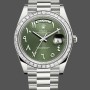 Men's Rolex Day‑Date 40-228396TBR, Platinum, Arabic Numerals, Green with Diamonds, Green Dial