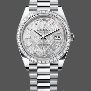 Men's Rolex Day‑Date 40-M228396TBR 0027, Platinum, Meteorite Diamond Dial, Men’s Grey Dial
