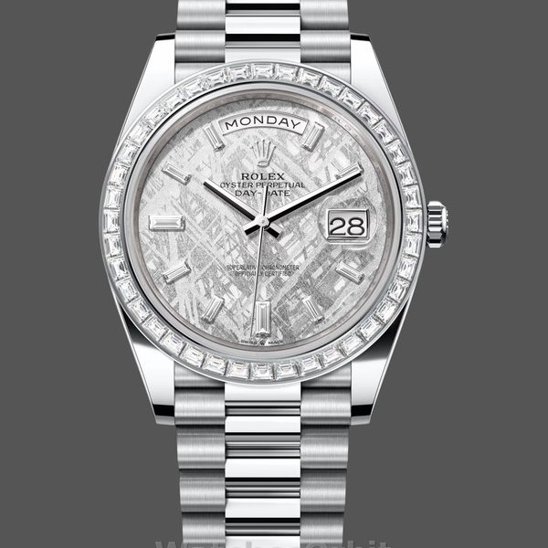 Mens Rolex Day‑Date 40-M228396TBR 0027, Platinum, Meteorite Diamond Dial, Men’s Grey Dial Replica Watch Image
