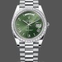 Men's Rolex Day Date 40-M228396TBR 0020, Platinum, Olive Green Dial, Diamond Bezel, Green