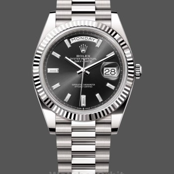 Men's Rolex Day-Date-228239 0005, 40mm, Black Diamond Dial, Fluted Bezel, Men’s Black