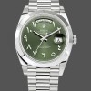Mens Rolex Day‑Date 40-228206, Arabic, Platinum, Olive Dial, Green Dial Replica Watch Image