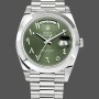 Men's Rolex Day‑Date 40-228206, Arabic, Platinum, Olive Dial, Green Dial