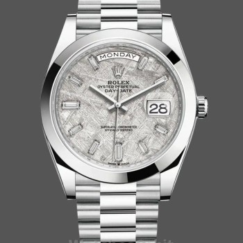 Men's Rolex Day‑Date 40-228206 0036, Platinum, Meteorite Baguette Dial, Men’s Meteorite Dial