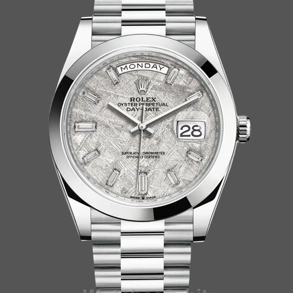 Mens Rolex Day‑Date 40-228206 0036, Platinum, Meteorite Baguette Dial, Men’s Meteorite Dial Replica Watch Image
