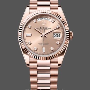 Unisex's Rolex Day-Date 36mm Unisex-m128235 0009-Everose Gold-Pink Rose Dial Pink Rose