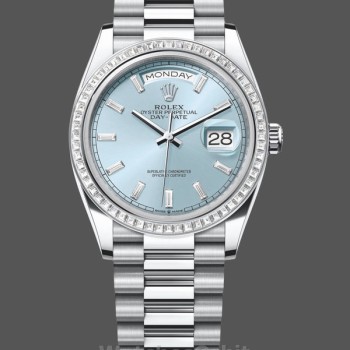 Men's Rolex Day Date 36-M128235 0085, Everose Gold, Blue Green Dial, Oyster, Blue Green