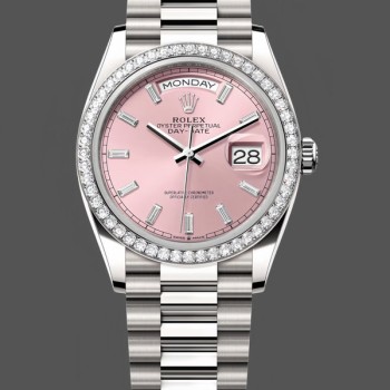 Unisex's Rolex Day Date 36-m128236 0023, 36mm, Bright Blue Diamond‑Set Dial, Fluted Bezel, President, Blue