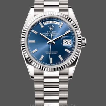 Unisex's Rolex Day Date 36-m128236 0023, 36mm, Bright Blue Diamond‑Set Dial, Fluted Bezel, President, Blue