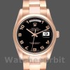 Unisexs Rolex President Day-Date 36mm Unisex-118205-Rose Gold-Black Dial Black Replica Image