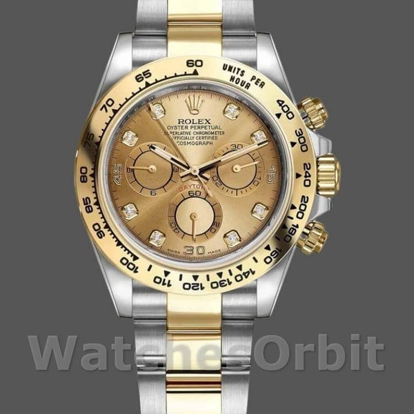 Mens Rolex Cosmograph Daytona-116503, 40mm, Yellow Gold, Champagne Diamond Dial, Men’s Champagne Replica Watch Image