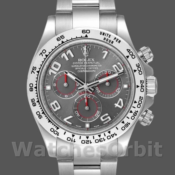 Mens Rolex Cosmograph Daytona-116509, 40mm, White Gold, Gray Arabic Dial, Men’s Grey Replica Watch Image