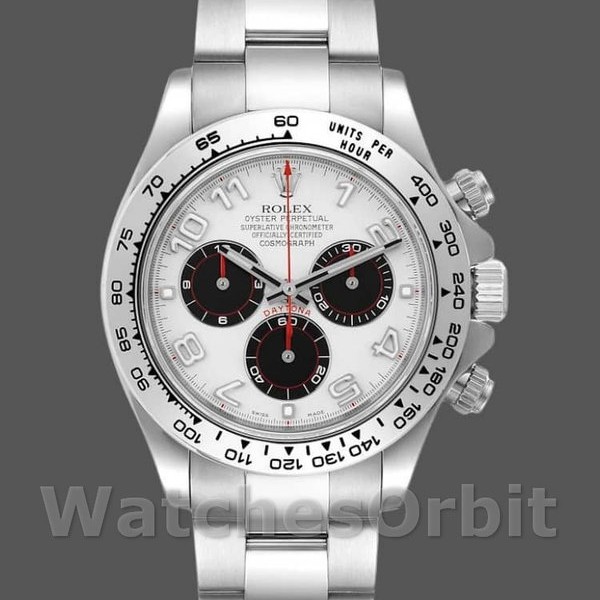 Mens Rolex Cosmograph Daytona-116509, 40mm, White Gold, White Arabic Dial, Men’s White Replica Watch Image