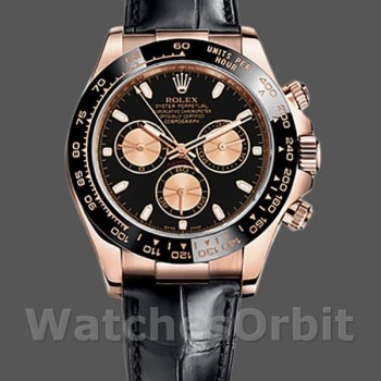 Men's Rolex Cosmograph Daytona 40mm Men's-116515-Leather Strap-Black Dial Black