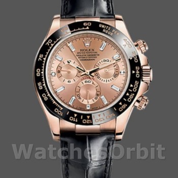 Men's Rolex Cosmograph Daytona 40mm Men's-116515LN-Leather Strap-Pink Dial Pink