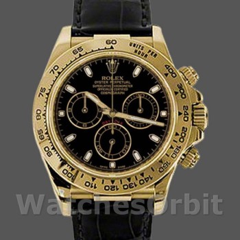 Men's Rolex Cosmograph Daytona 40mm Men's-116518-Black Leather Strap Black