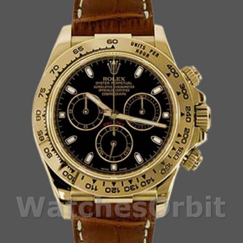 Men's Rolex Cosmograph Daytona 40mm Men's-116518-Brown Leather Strap Black