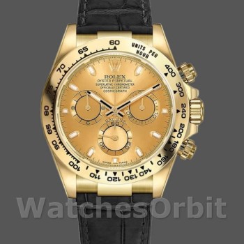 Men's Rolex Cosmograph Daytona 40mm Men's-116518-Champagne Dial-Yellow Gold Bezel Champagne