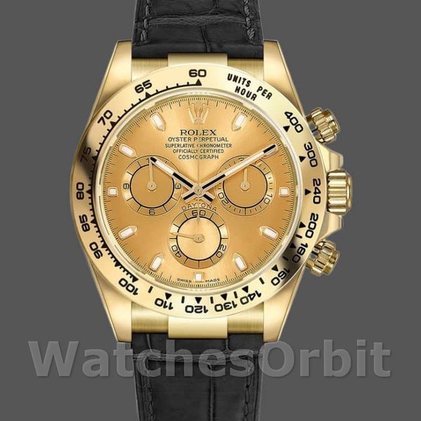 Mens Rolex Cosmograph Daytona 40mm Mens-116518-Champagne Dial-Yellow Gold Bezel Champagne Replica Image
