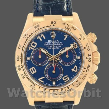 Men's Rolex Cosmograph Daytona 40mm Men's-116518-Leather Strap-Blue Dial Blue