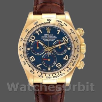 Men's Rolex Cosmograph Daytona 40mm Men's-116518-Yellow Gold-Blue Dial Blue