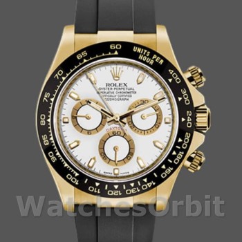 Men's Rolex Cosmograph Daytona 40mm Men's-116518LN-White Dial-Black Rubber Strap White