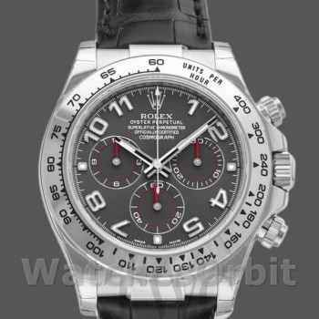 Men's Rolex Cosmograph Daytona 40mm Men's-116519-Grey Dial-Black Leather Strap Gray
