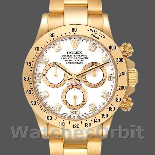 Mens Rolex Cosmograph Daytona-116528, 40mm, White Diamond Dial, Men’s White Replica Watch Image