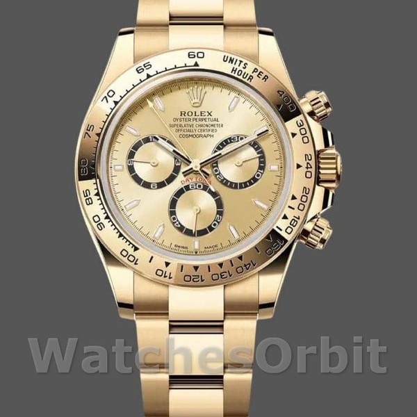Mens Rolex Cosmograph Daytona 126508 40MM Yellow Gold with Green Dial Champagne Replica Watch Image