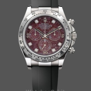 Men's Rolex Cosmograph Daytona White Gold Rubellite Dial 116509 Rubber Strap Red Dial